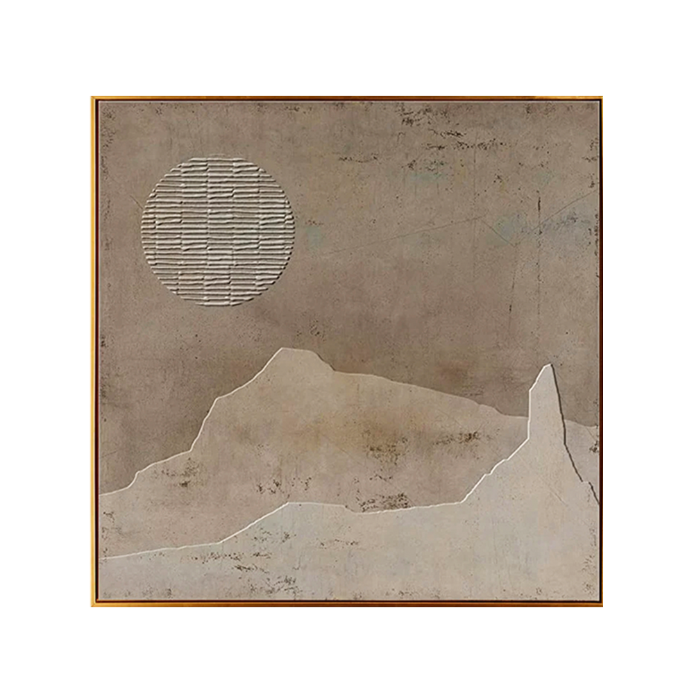 Wabi-sabi Mountain & Sun Art Painting #WA005