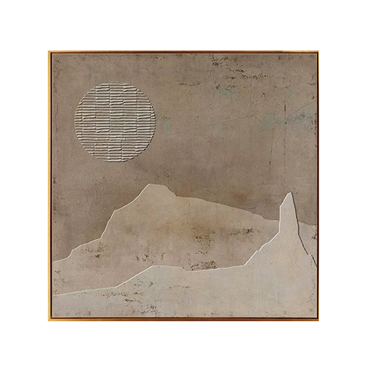 Wabi-sabi Mountain & Sun Art Painting #WA005